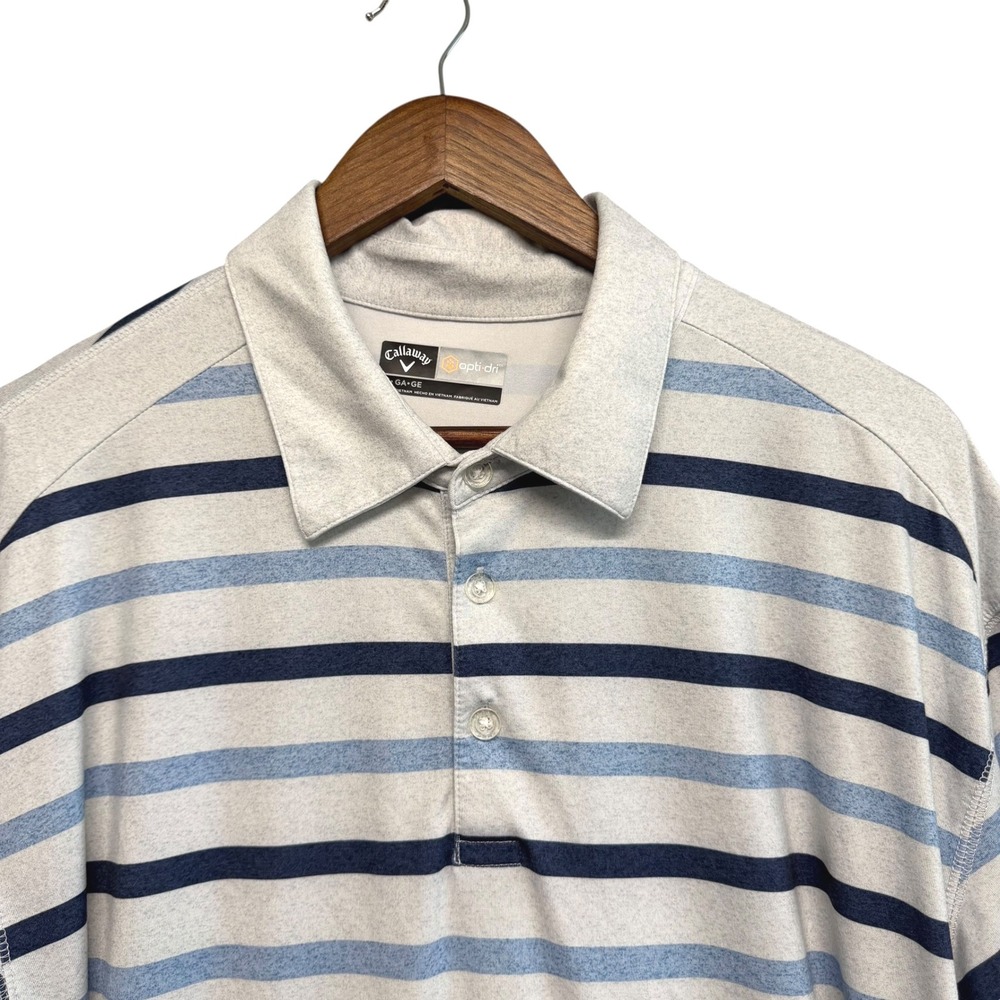 Callaway Polo Shirt Mens LT Striped Opti-Dri Golf Stretch Performance Athleisure